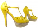 Żółte sandały na szpilce buty na platformie