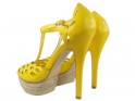 Outletové žluté sandály na botách na vysokém podpatku - 8
