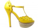 Išparduotuvė geltoni smailianosiai sandalai platforminiai batai - 1