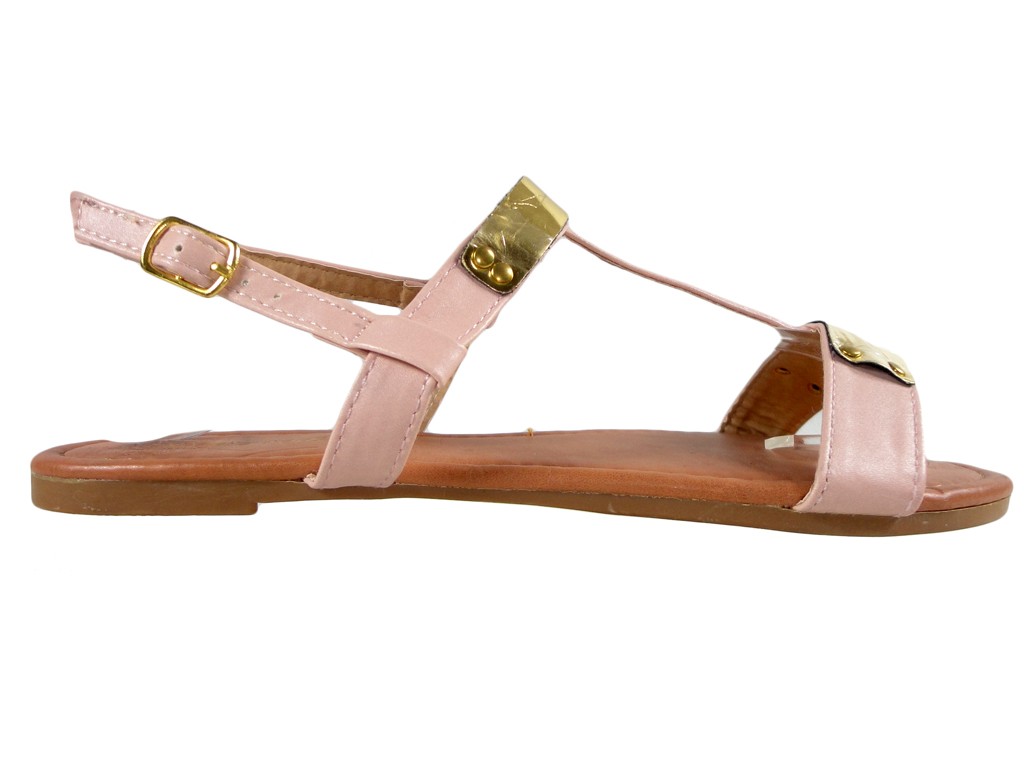 Różowe sandały damskie płaskie buty - 1