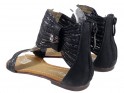 Czarne sandały damskie z cholewką z paskiem - 4