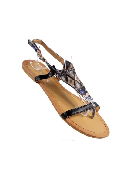 Schwarze Damen flache Sandalen Flip-Flops - 3