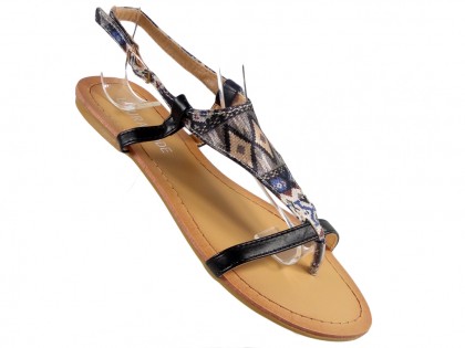 Black women's sandals flat flip flop boots - 3