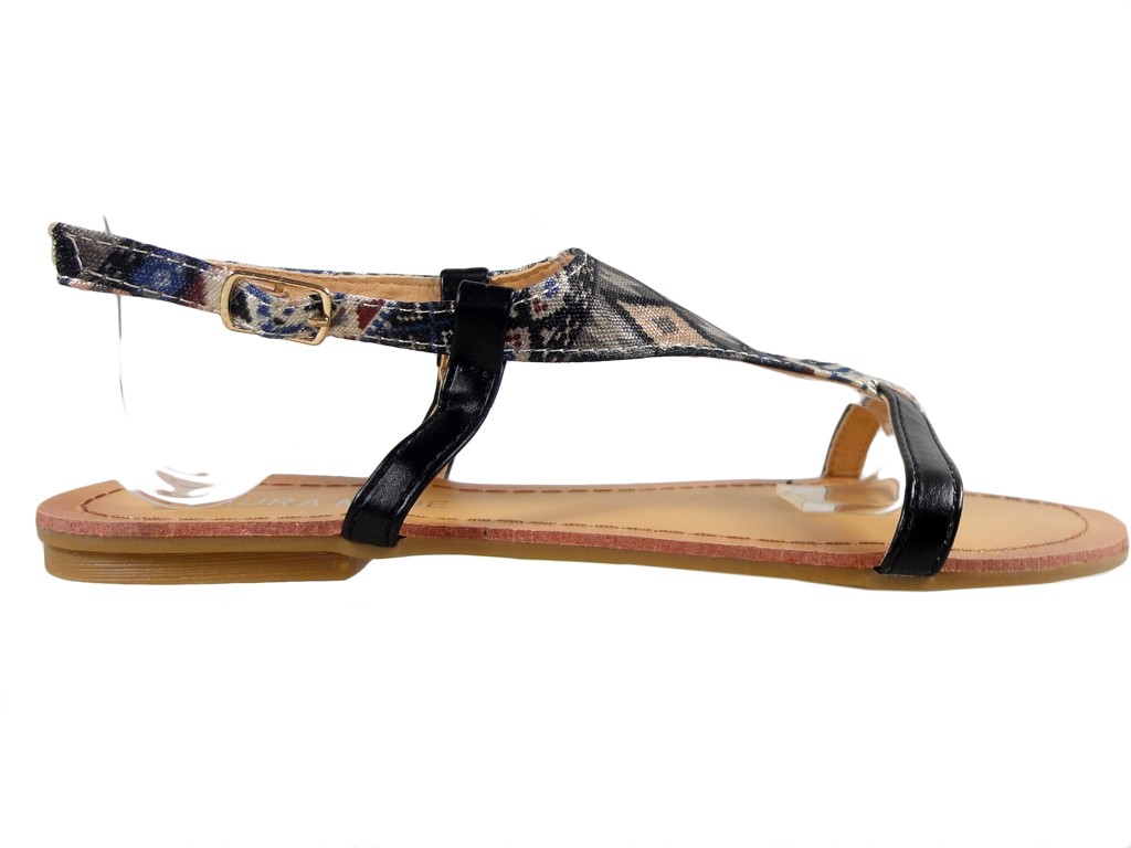 Melnas dāmu plakanās sandales flip flops - 1