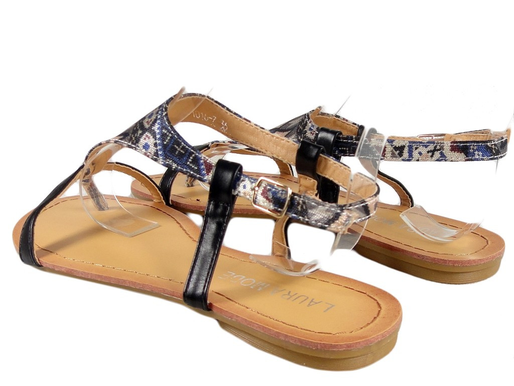 Sandales noires pour femmes, flip flop boots plates - 4