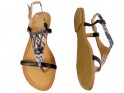 Black women's sandals flat flip flop boots - 2