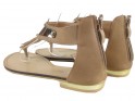 Sandales pour femmes avec le dessus du chameau à plat - 4