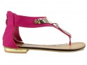 Pink women's sandals with a flat upper - 1