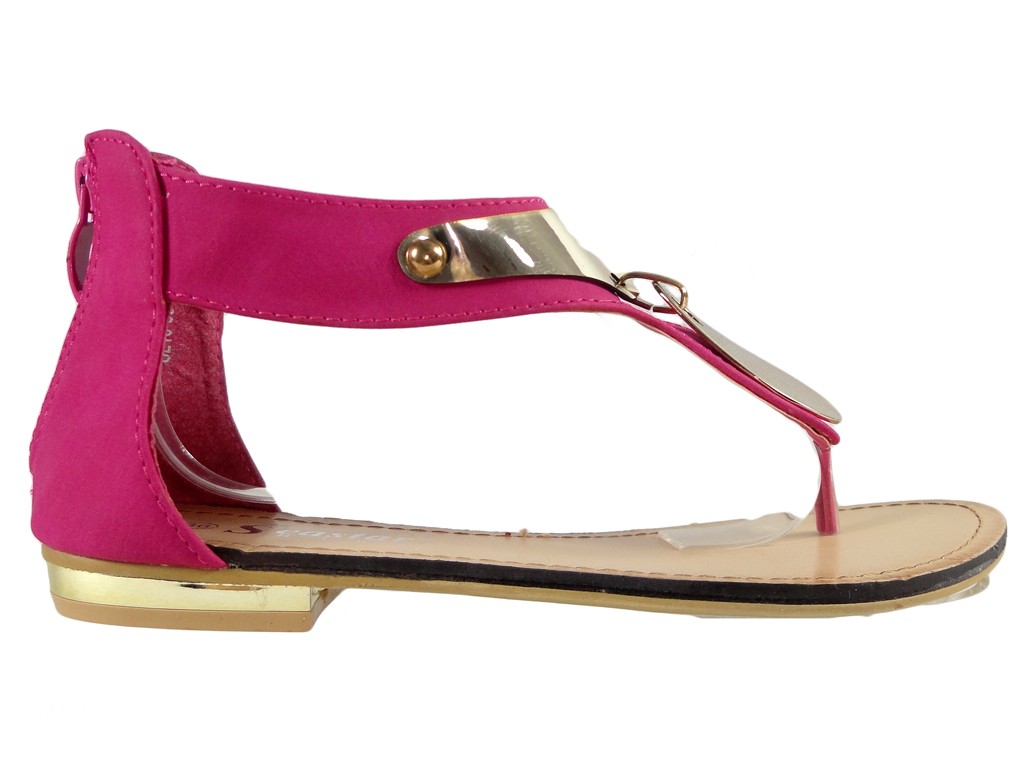 Dámské růžové sandály s plochým dříkem - 1