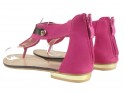 Pink women's sandals with a flat upper - 4