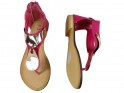 Pink women's sandals with a flat upper - 2