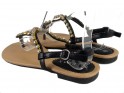 Melnas dāmu plakanās sandales ar cirkoniem - 4
