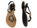 Sandales plates pour femmes noires avec zircone - 2