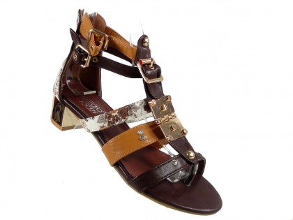 Brązowe sandały damskie buty rzymianki - 3