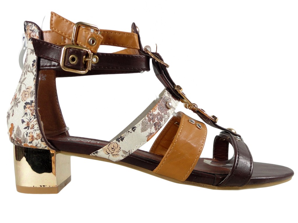 Brown women's sandals Romanesque shoes - 1