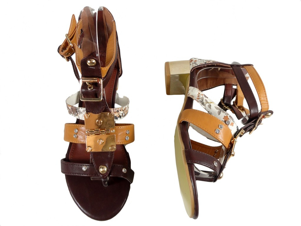 Braune Damensandalen Römische Schuhe - 2