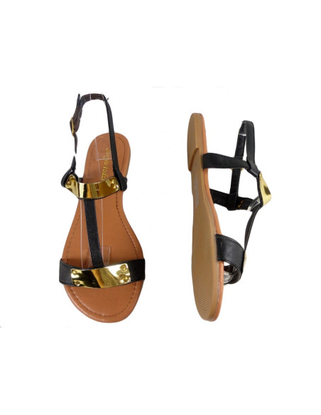 Black flat sandals eco leather flat boots - 2