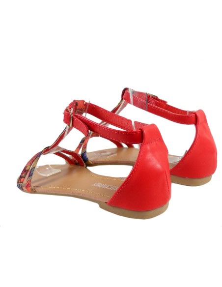 Rote Damensandalen flache Sommerschuhe - 4