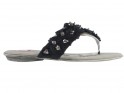 Black ladies' zirconia flip flops - 1