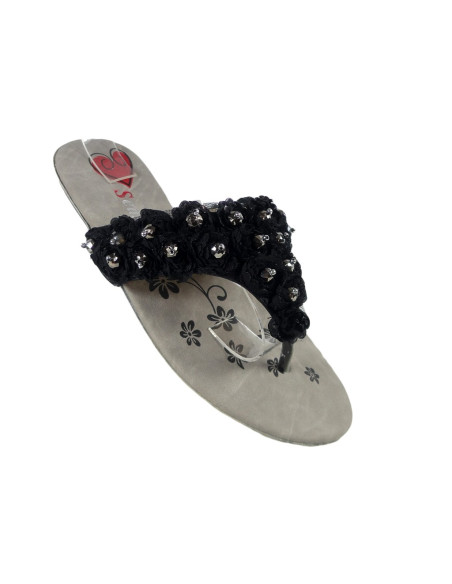 Tongs noires en zircone pour femmes - 3