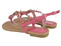 Różowe sandały damskie z cyrkoniami buty płaskie - 4