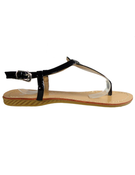 Melnas sieviešu eko ādas sandales eko flip flops - 1