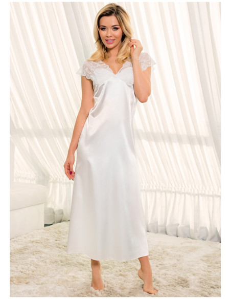 Ecru Satin lange Nachthemd Damenunterwäsche - 2