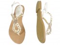 White zirconia sandals flat women's shoes - 2