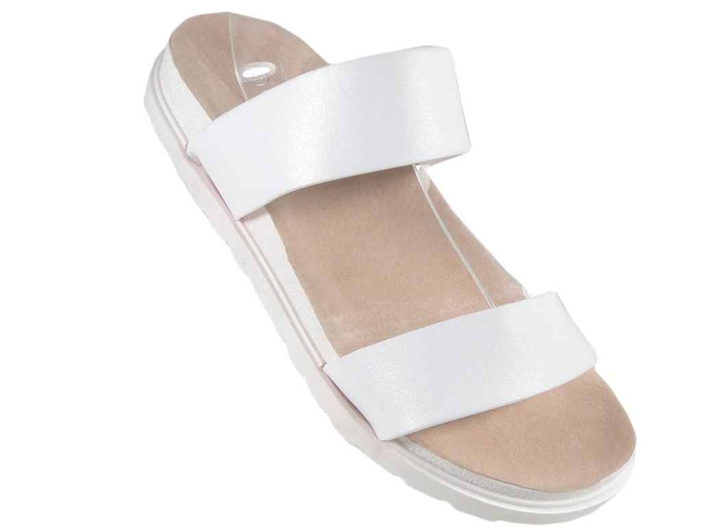 Baltas gumijas siksniņas flip-flops plakanas - 3