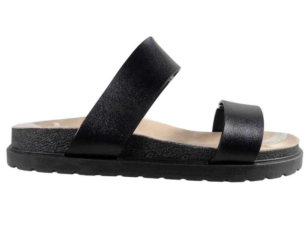 Melnas gumijas siksniņas flip-flops plakanas - 1
