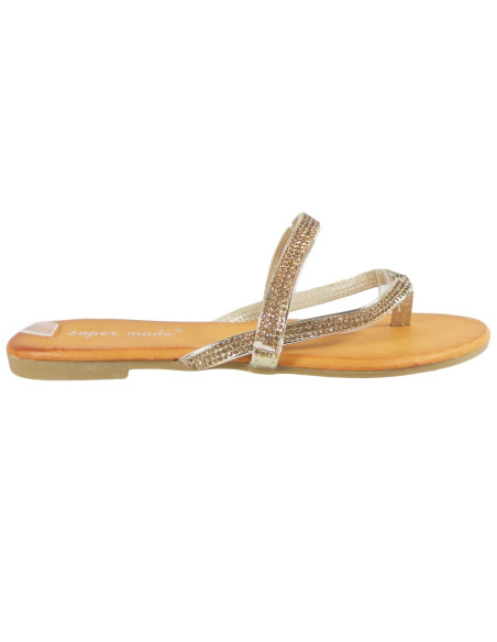 Plakanas zelta flip flops ar cirkoniem flip flops - 1
