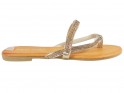 Flat gold flip flops with zirconia flip flops - 1