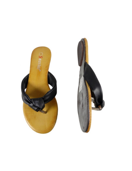 Sieviešu melnas flip flops eko āda - 2