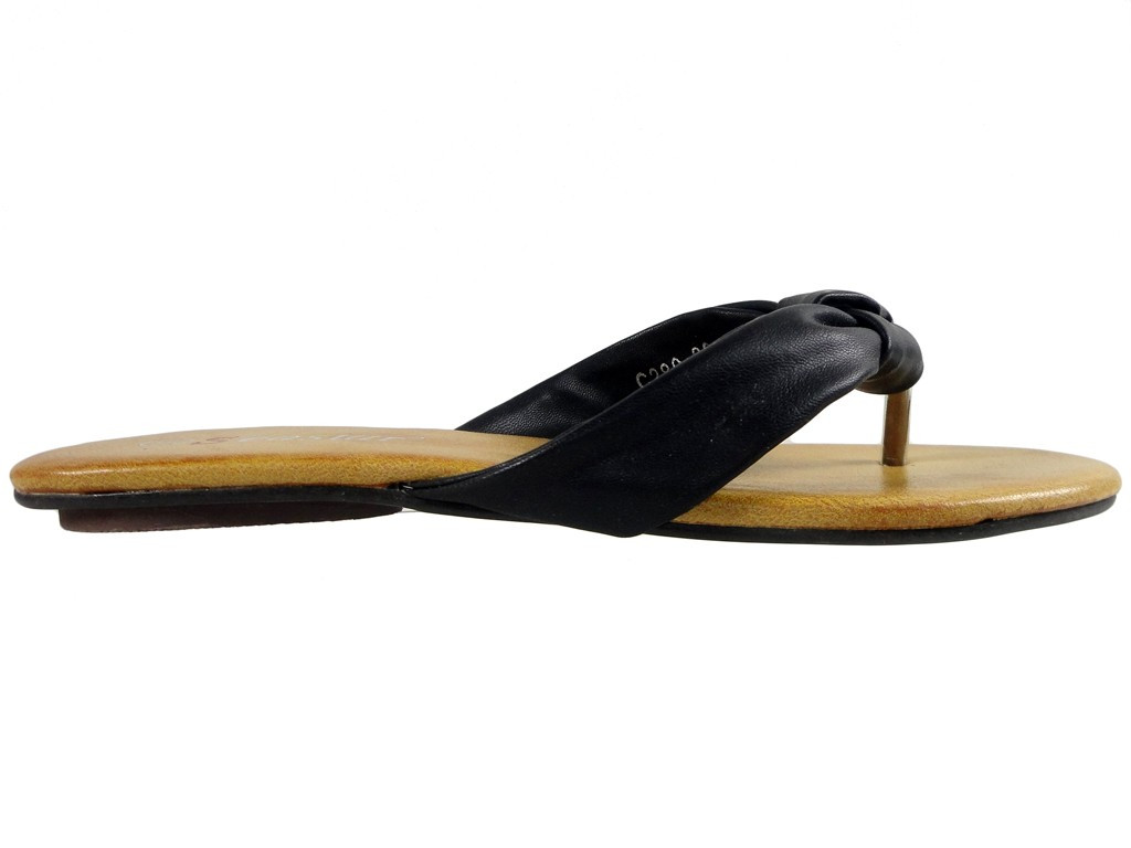 Sieviešu melnas flip flops eko āda - 1