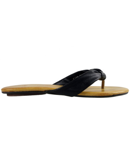 Black ladies' flip flops eco leather - 1