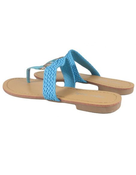 Women's Blue Flip Flops Flat Flip Flops - 4