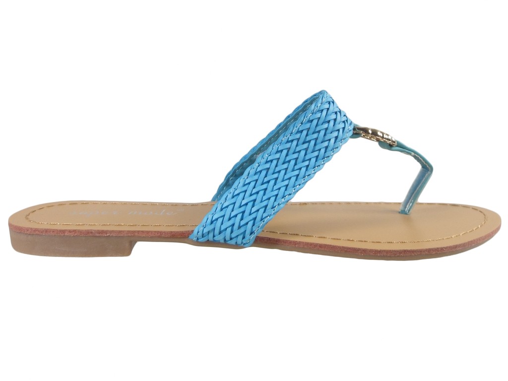Women's Blue Flip Flops Flat Flip Flops - 1