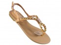 Beige zirconia sandals flat women's shoes - 3