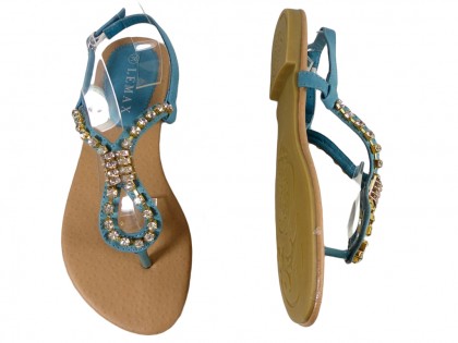 Mořské sandály s plochými dámskými botami ze zirkonů - 2