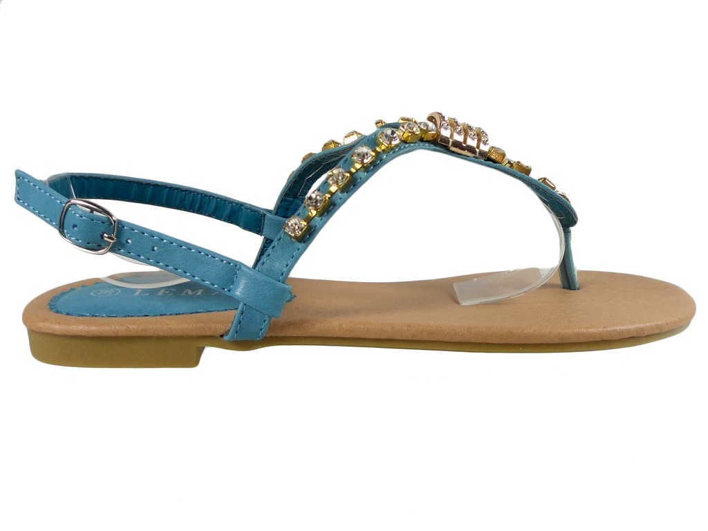 Morské sandále s kubickými zirkónmi ploché dámske topánky - 1