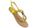  Żółte sandały z cyrkoniami płaskie buty damskie - 3