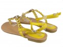  Dzeltenas sandales ar cirkoniem dāmu plakani apavi - 4