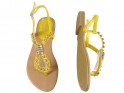  Żółte sandały z cyrkoniami płaskie buty damskie - 2