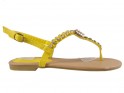  Żółte sandały z cyrkoniami płaskie buty damskie - 1