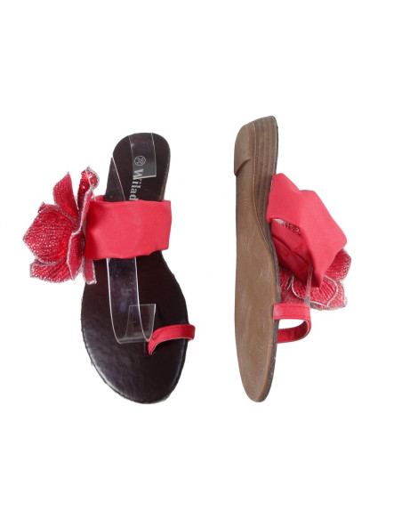 Încălțăminte plată de papuci roșii pentru femei - 2