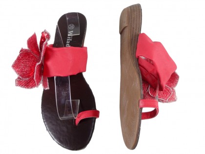 Női piros papucs lapos cipő - 2