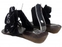 Black women's flat flip-flop shoes - 4