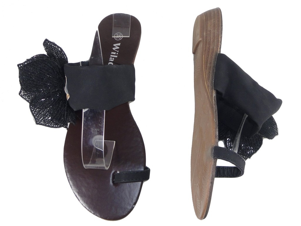 Melnas sieviešu plakanās flip flops - 2