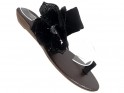 Black women's flat flip-flop shoes - 3