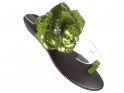 Green ladies' flip-flops flat shoes - 3